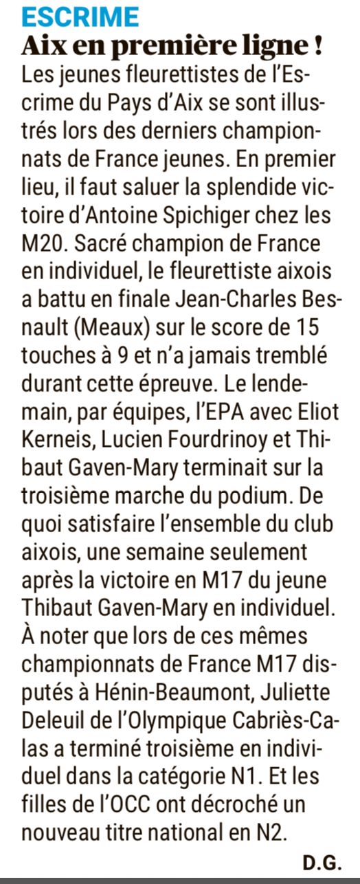 Les champions de L'epa